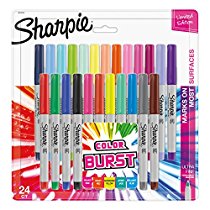 Sharpie 1949558 Color Burst Permanent Markers, Ultra Fine Point, Assorted Colors, 24-Count